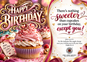 Happy Birthday virtual greeting card - Sweet cupcake