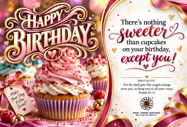 Happy Birthday virtual greeting card - Sweet cupcake