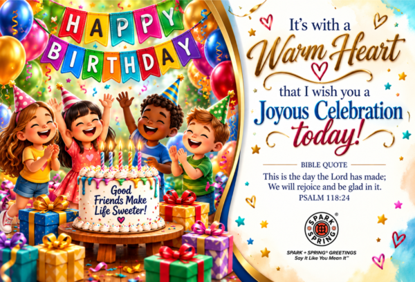 Happy Birthday virtual greeting card - Joyous celebration