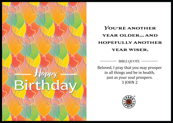 Christian-inspired Older Wiser Happy Birthday Eco-Friendly Greeting Card (Virtual)