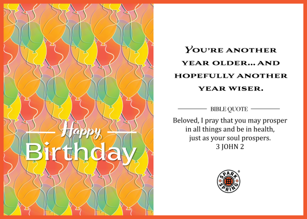 Christian-inspired Older Wiser Happy Birthday Eco-Friendly Greeting Card (Virtual)