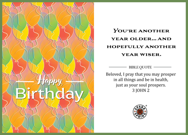 Christian-inspired Older Wiser Happy Birthday Eco-Friendly Greeting Card (Virtual)