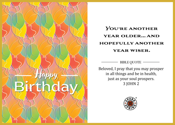 Christian-inspired Older Wiser Happy Birthday Eco-Friendly Greeting Card (Virtual)