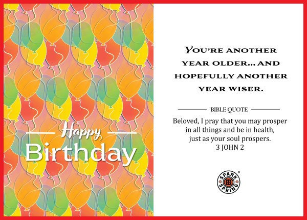 Christian-inspired Older Wiser Happy Birthday Eco-Friendly Greeting Card (Virtual)