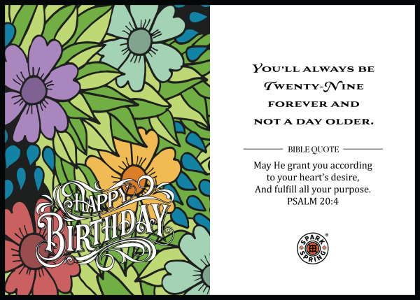 Christian-inspired 29 Forever Happy Birthday Eco-Friendly Greeting Card (Virtual)