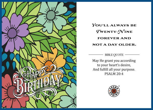 Christian-inspired 29 Forever Happy Birthday Eco-Friendly Greeting Card (Virtual)