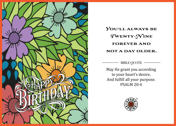 Christian-inspired 29 Forever Happy Birthday Eco-Friendly Greeting Card (Virtual)