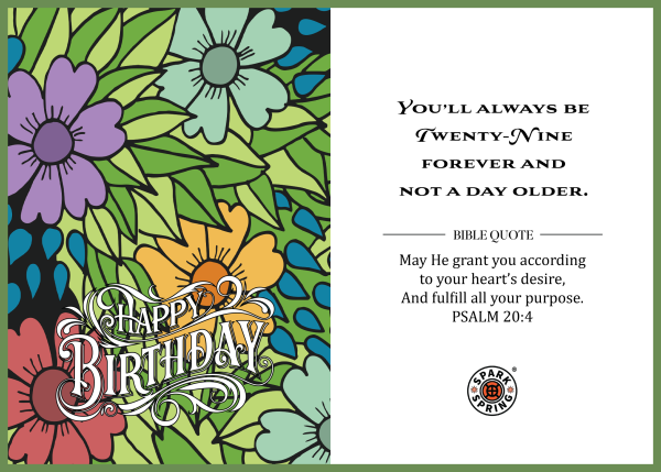 Christian-inspired 29 Forever Happy Birthday Eco-Friendly Greeting Card (Virtual)