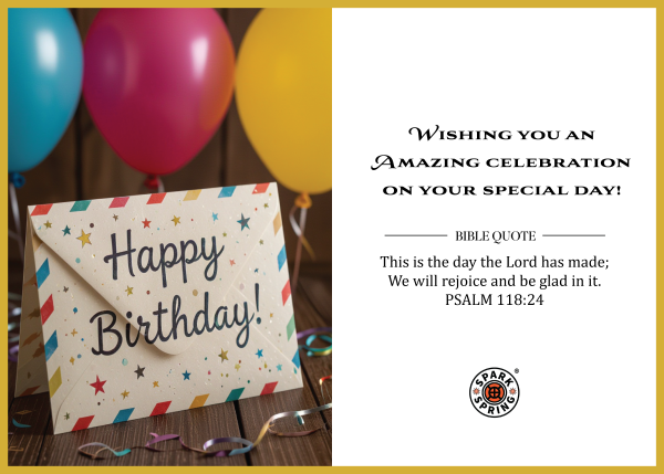 Christian-inspired Amazing Celebration Happy Birthday Eco-Friendly Greeting Card (Virtual)