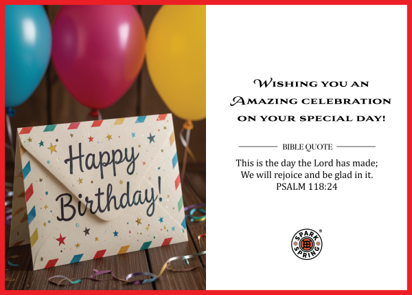 Christian-inspired Amazing Celebration Happy Birthday Eco-Friendly Greeting Card (Virtual)