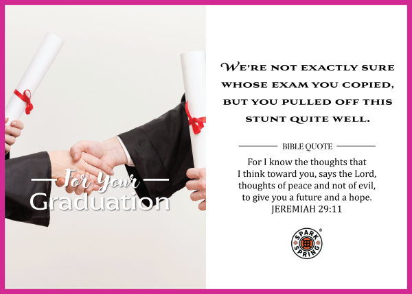 Christian-inspired Exam Stunt Graduation Greeting Card (Virtual)