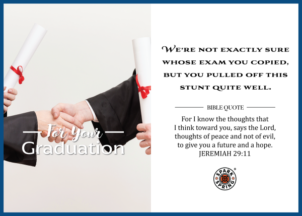 Christian-inspired Exam Stunt Graduation Greeting Card (Virtual)