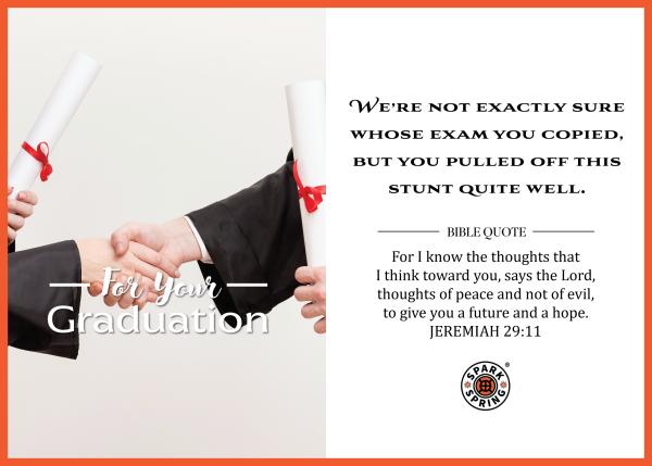 Christian-inspired Exam Stunt Graduation Greeting Card (Virtual)