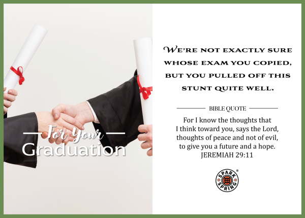 Christian-inspired Exam Stunt Graduation Greeting Card (Virtual)