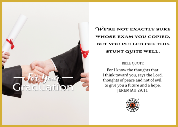 Christian-inspired Exam Stunt Graduation Greeting Card (Virtual)