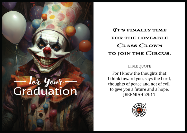 Christian-inspired Class Clown Graduation Greeting Card (Virtual)