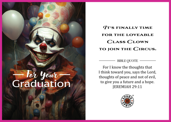 Christian-inspired Class Clown Graduation Greeting Card (Virtual)