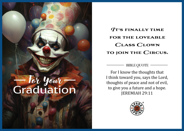 Christian-inspired Class Clown Graduation Greeting Card (Virtual)