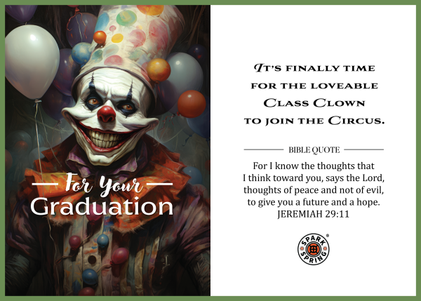 Christian-inspired Class Clown Graduation Greeting Card (Virtual)