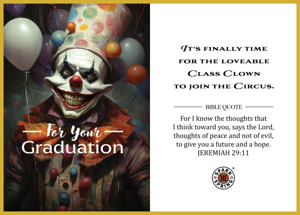 Christian-inspired Class Clown Graduation Greeting Card (Virtual)