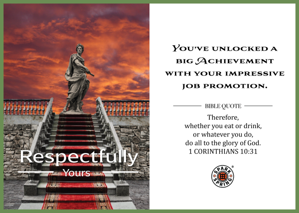 Christian-inspired Big Achievement Respectfully Yours Job Promotion Eco-Friendly Greeting Card (Virtual)