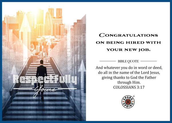 Christian-inspired Hired New Job Respectfully Yours Eco-Friendly Greeting Card (Virtual)