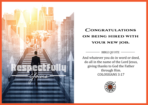 Christian-inspired Hired New Job Respectfully Yours Eco-Friendly Greeting Card (Virtual)